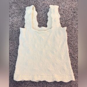 Free People Cream Textured Tank Top